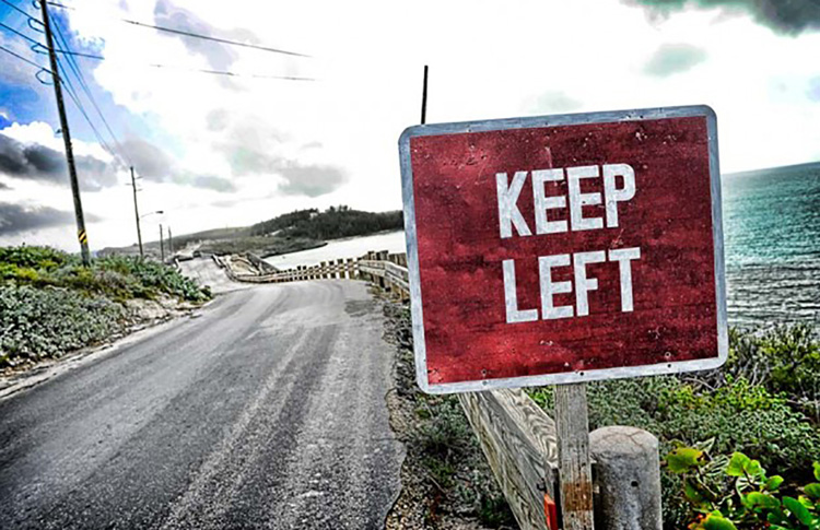 A keep left road sign shown on a New Zealand road