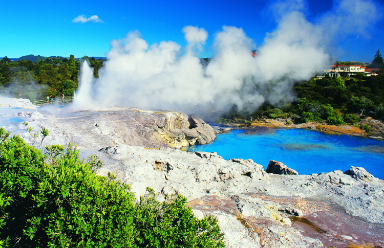 Rotorua known for its geothermal activity.