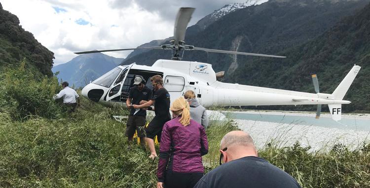 Helicopter landing Haast River