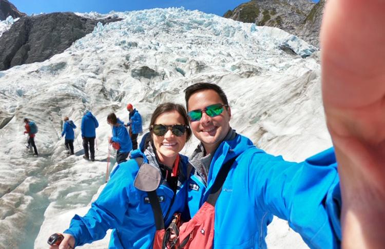 Heli hike on a glacier on your honeymoon