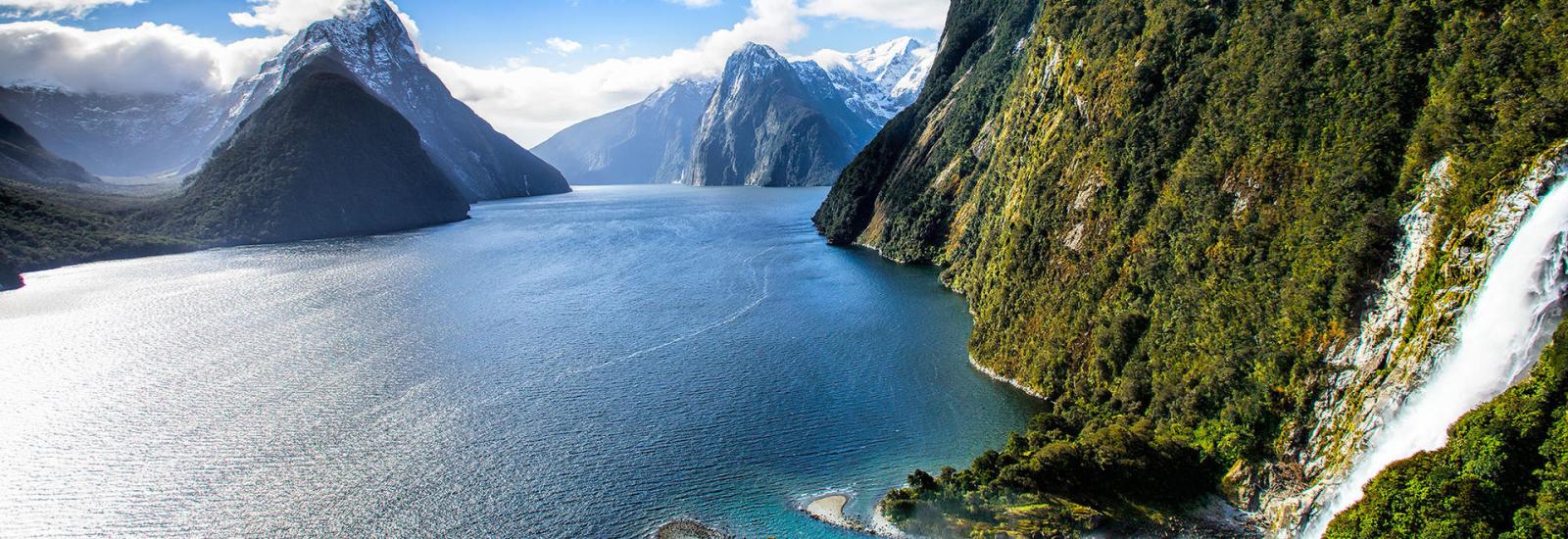 Fiordland with its steep sheer faced granite walls.