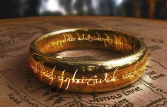 A photo of the actual 'One Ring' from the LOTRs Trilogy Films. 