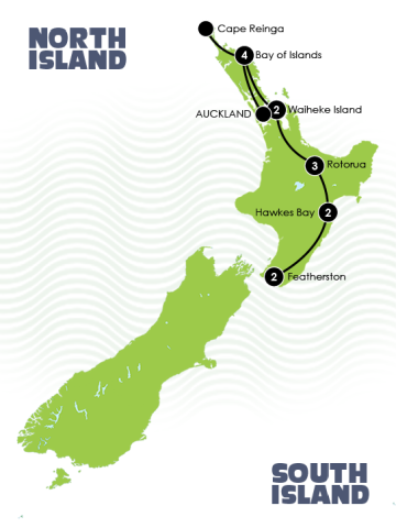 Luxury Lodges of New Zealand Tour Map self drive 