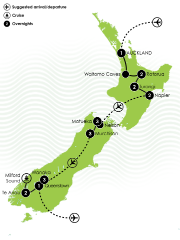 New Zealand Fly Fishing Tour Large Map