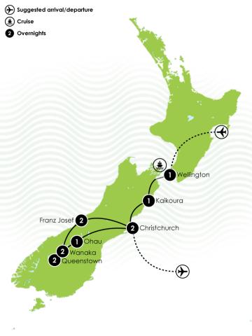 12 Day Southern Explorer Haka Plus Tour Large Map