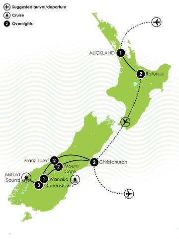The Classic 14 Day North and South Island Itinerary Large Map
