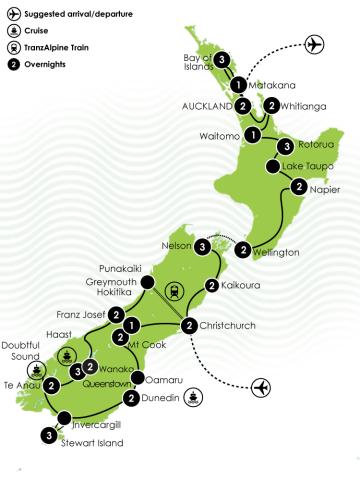 42 Day Landmarks of Aotearoa - large map
