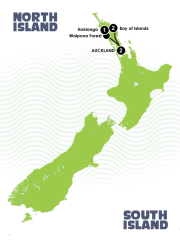 6 Day Kotare Northland Tour Itinerary Map