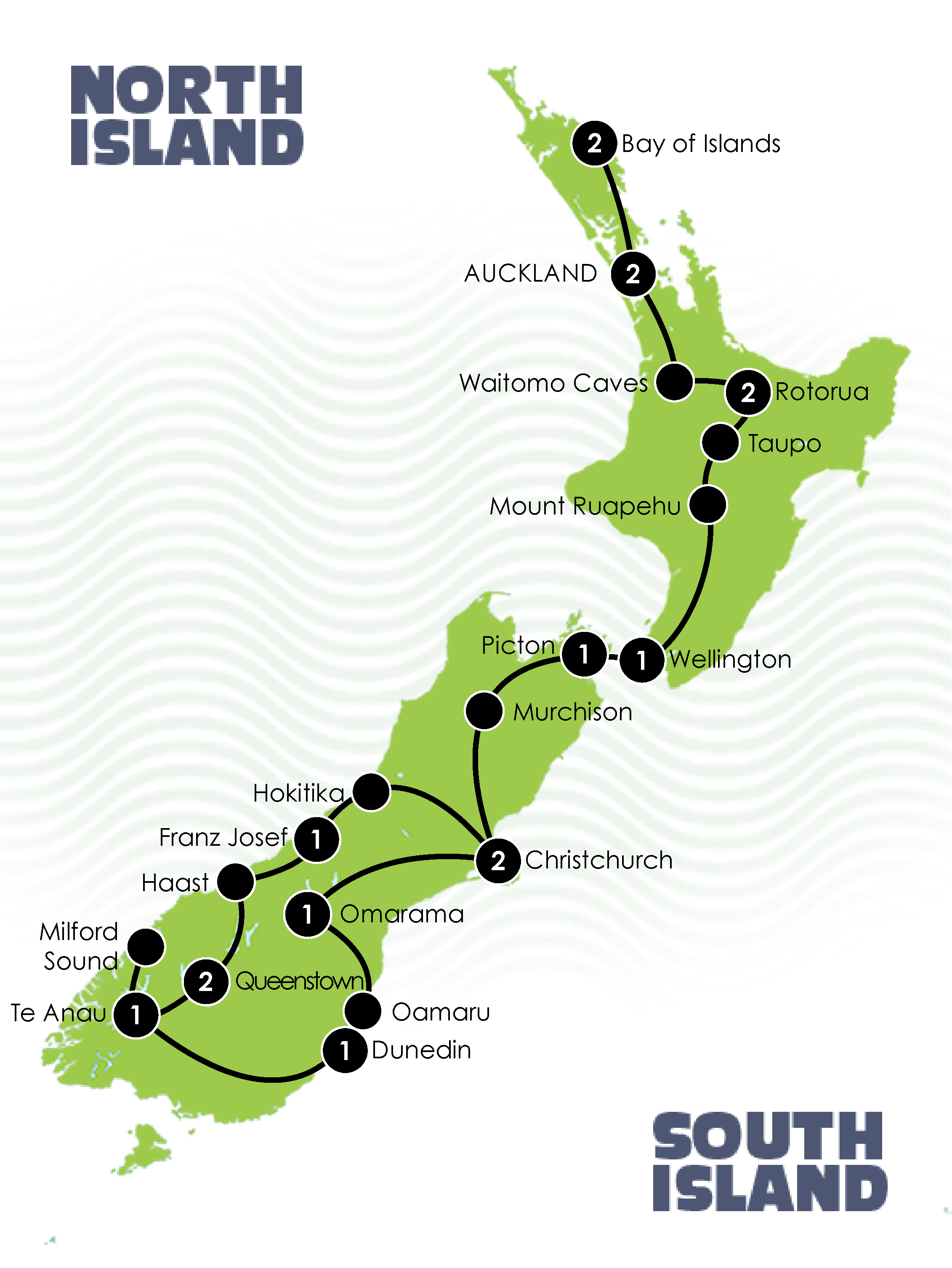 Magical Tour of New Zealand Tour Map
