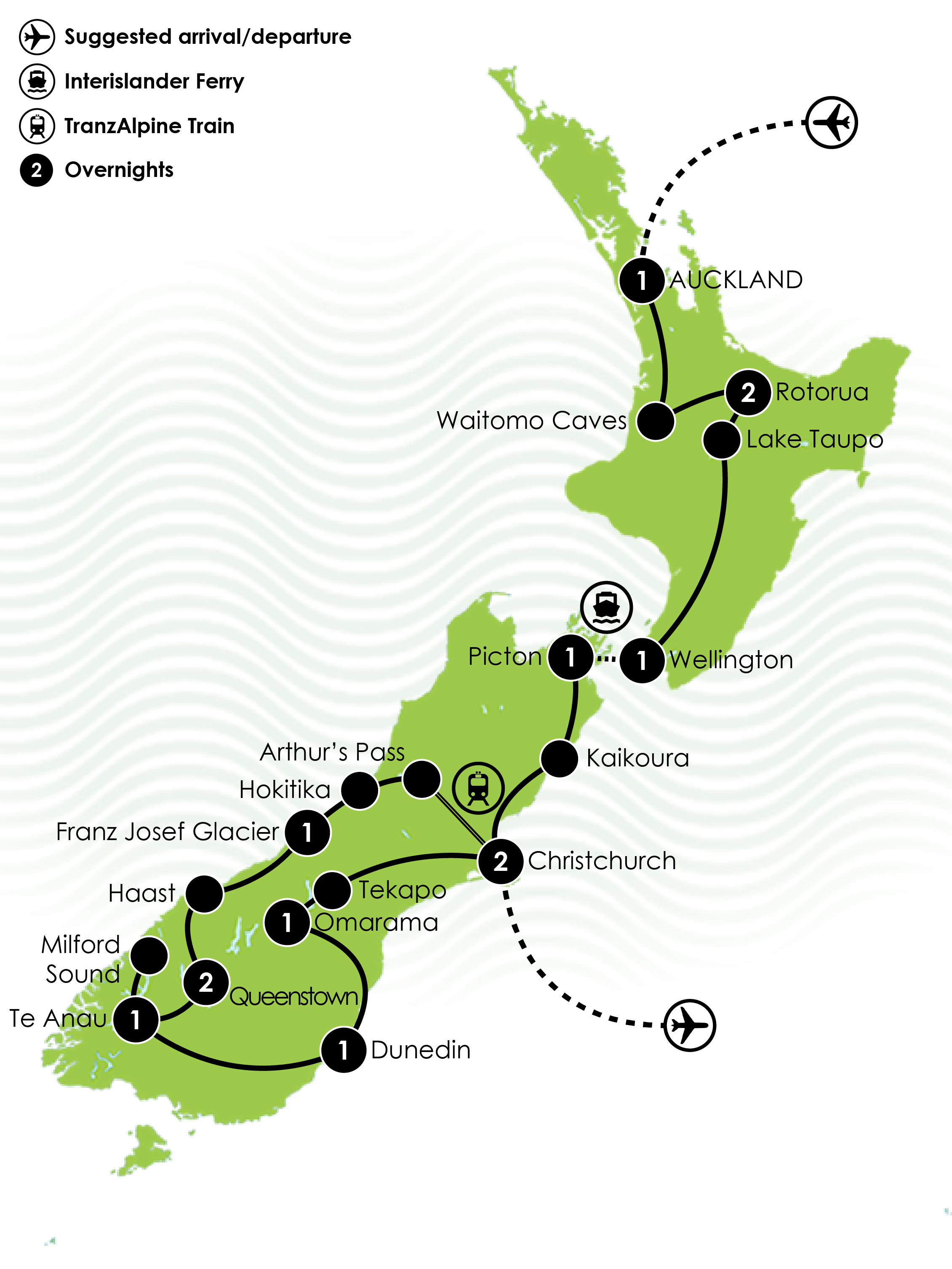 New Zealand Vista Tour Map