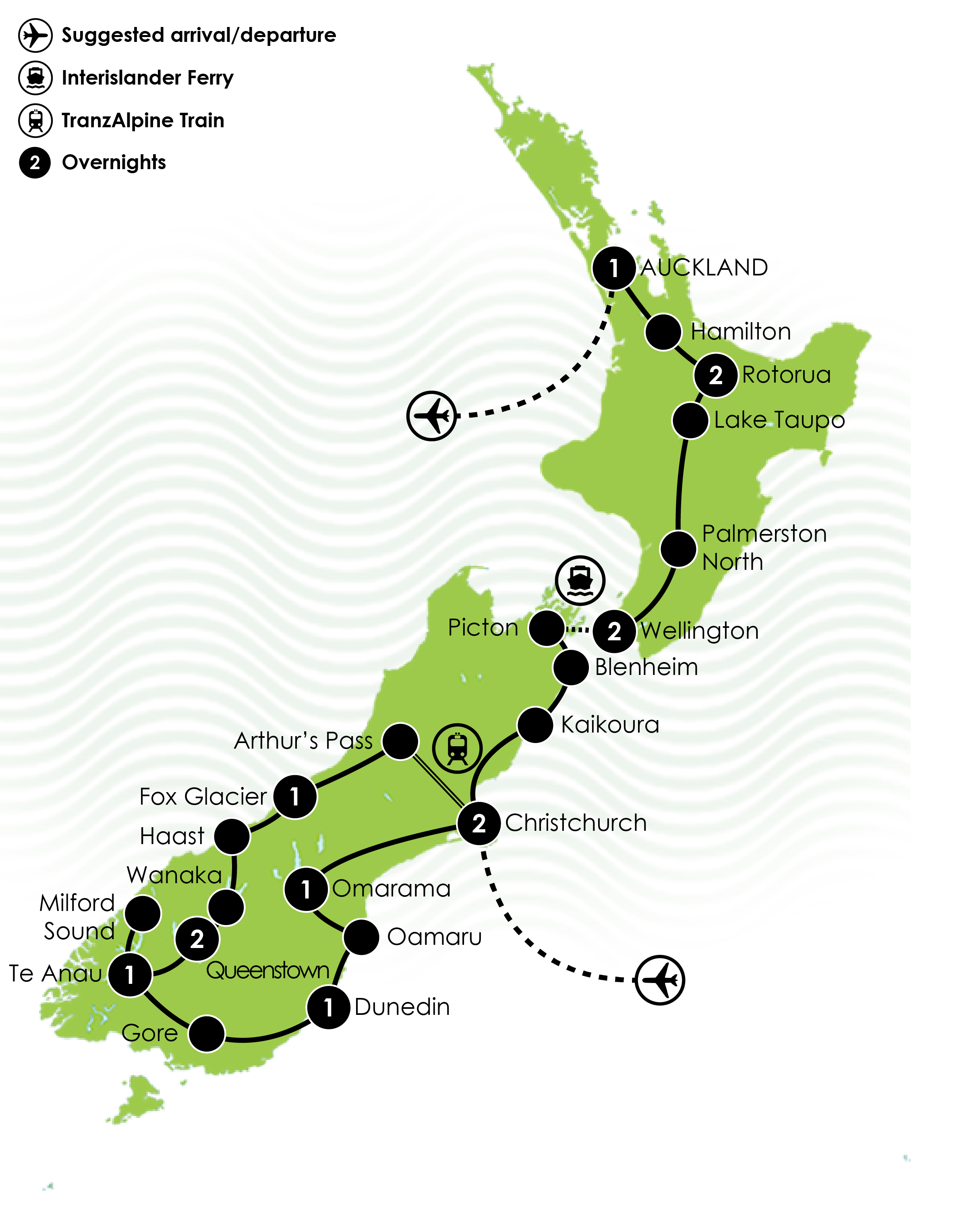 New Zealand Panorama Tour Map