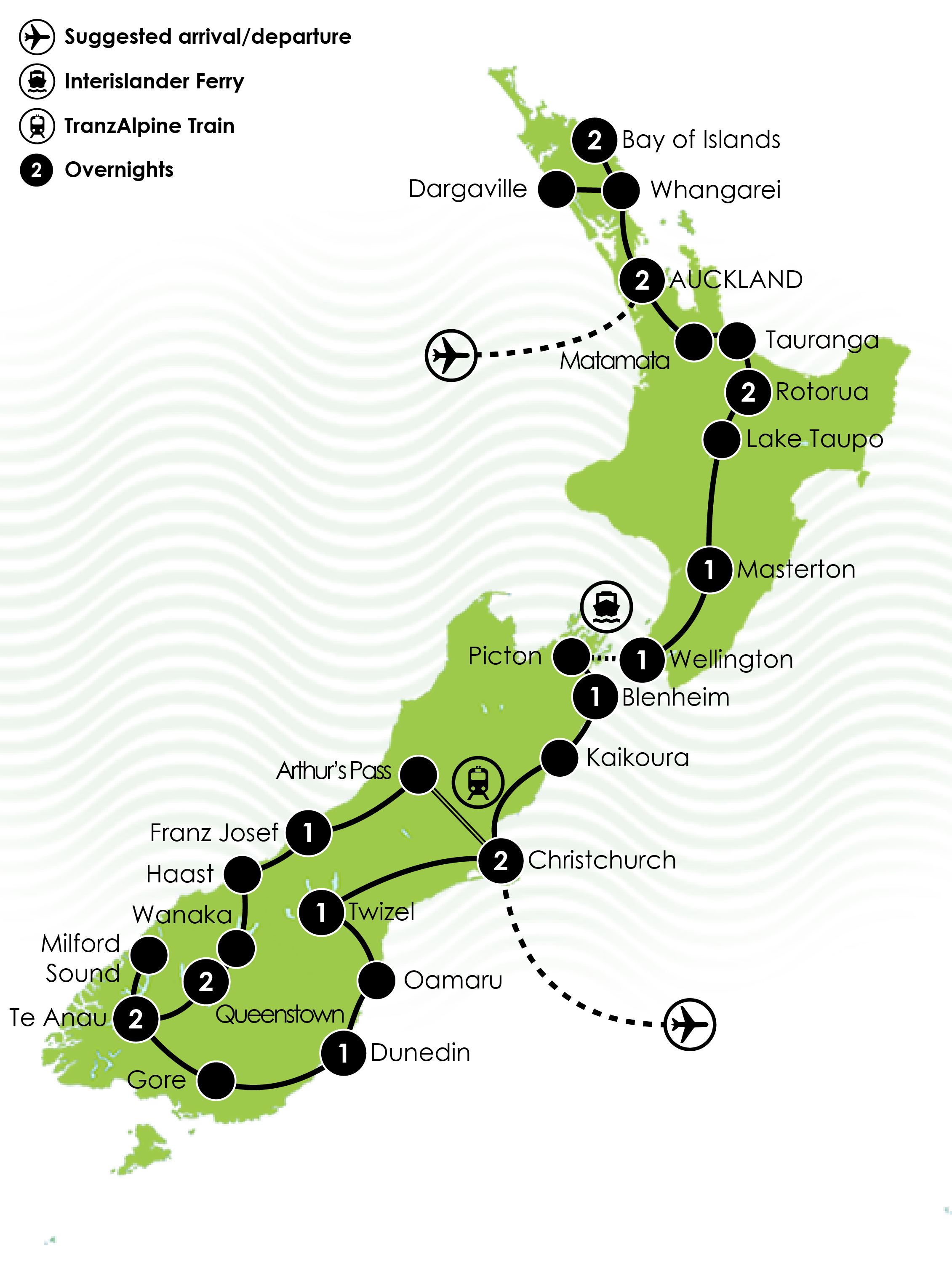 New Zealand Showcase Tour Map