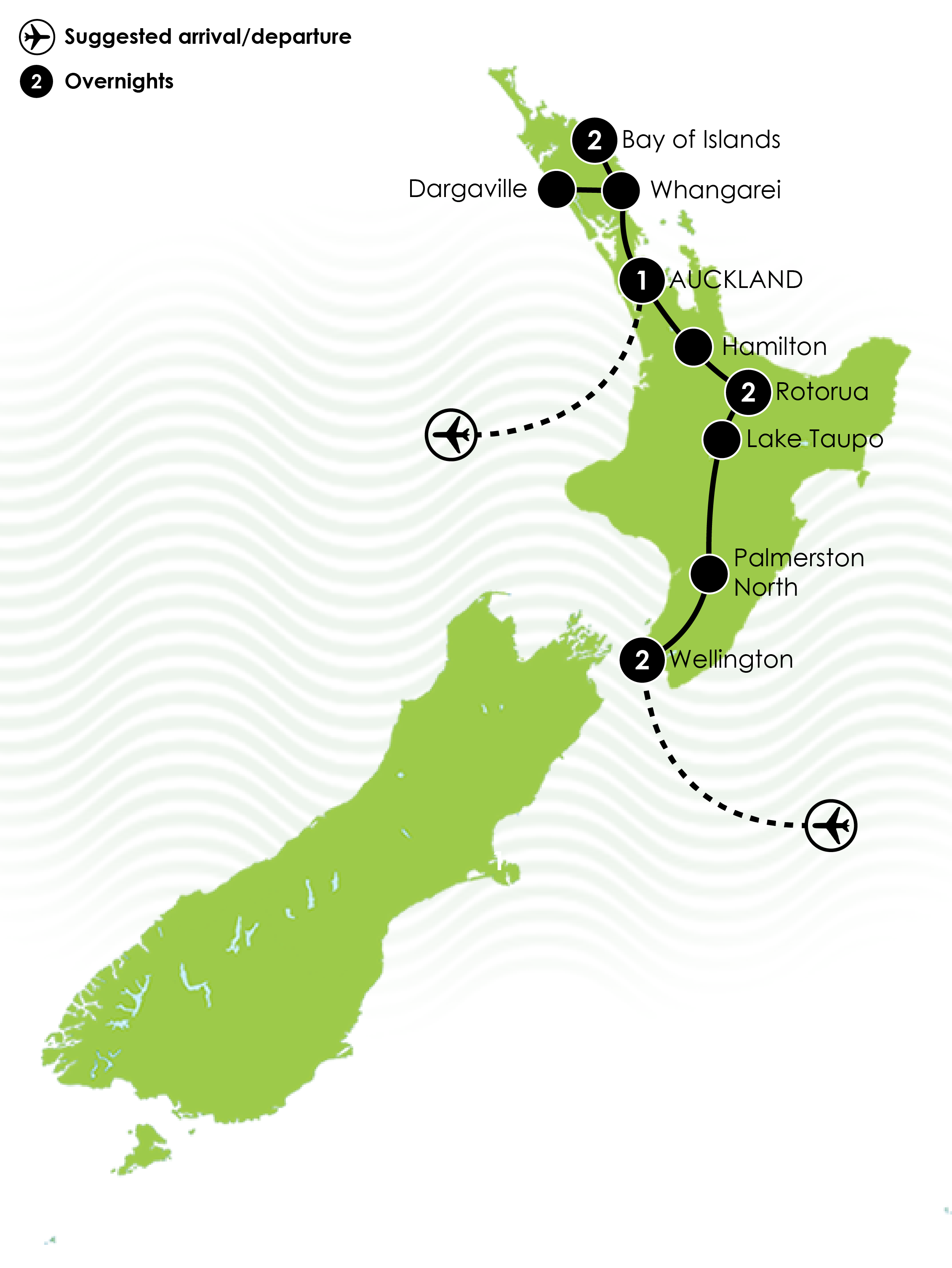 Taste of New Zealand's North Island Coach Tour map