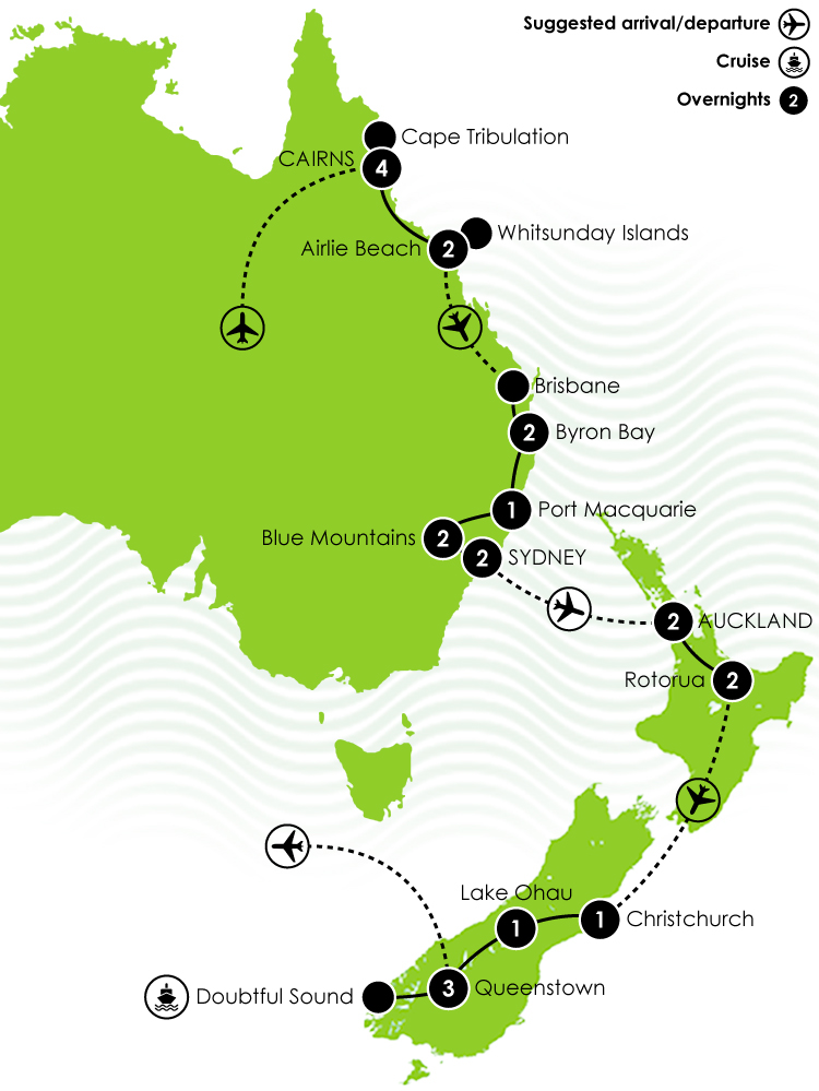G Adventure - Australia & New Zealand Discovery Large Map