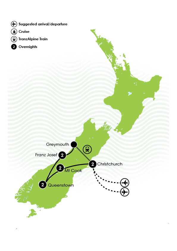 9 Day Must Do South Island Self Drive Trip Large Map