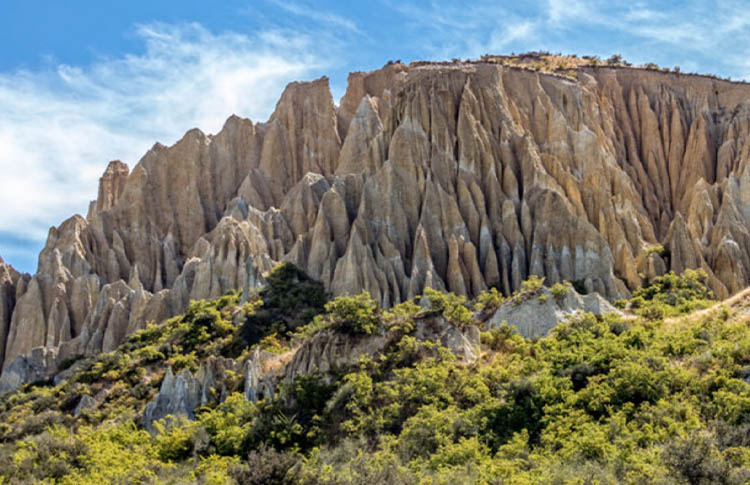 Clay Cliffs in the Waitaki Valley - Location: 10km (6 miles) out of Omarama. Turn off the State Highway 83 onto Quailburn Road and then onto the unsealed Henburn Road.