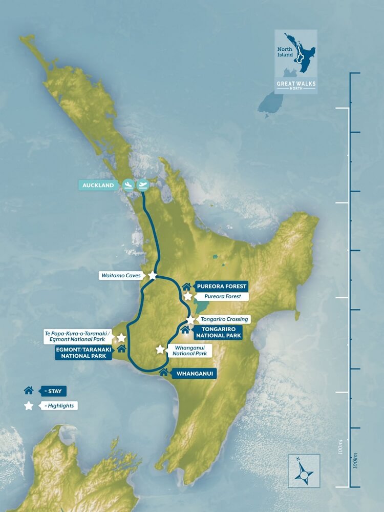 new zealand trails great walk adventure north tour map