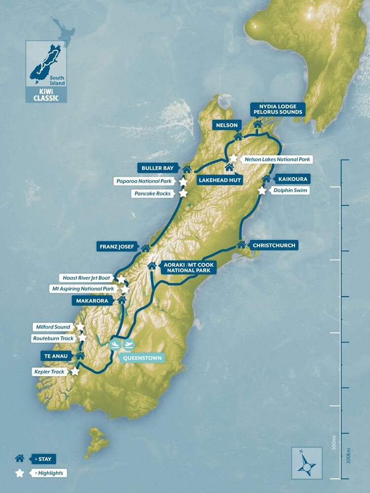 new zealand trails kiwi classic tour map