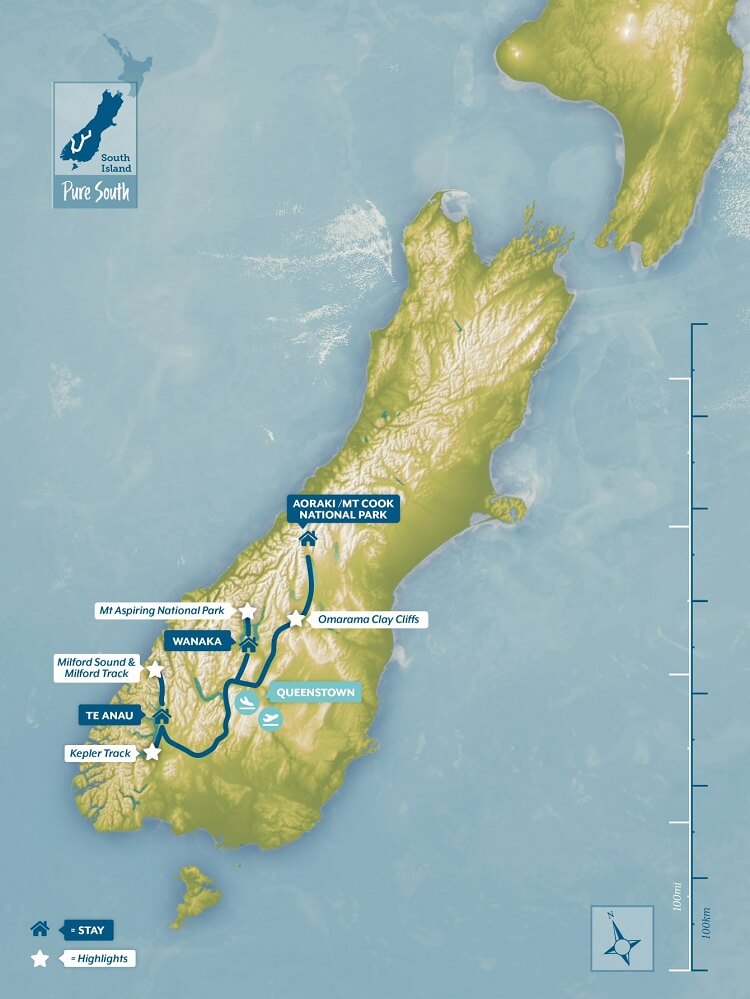 new zealand trails pure south tour map