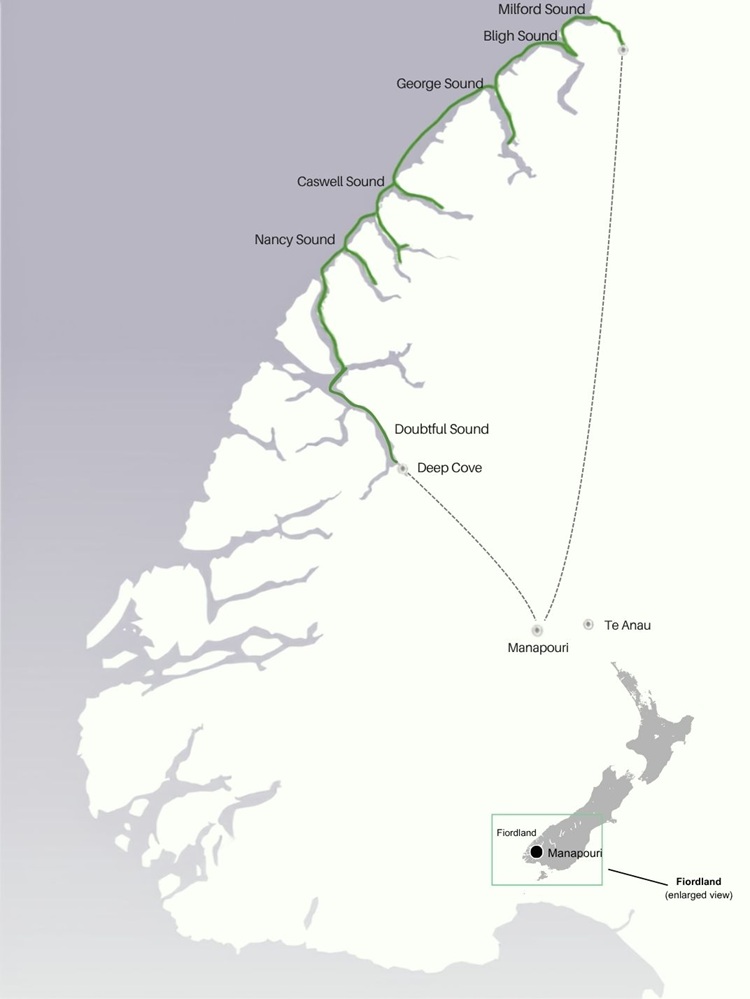 Fiordland Discovery - Northern Fiords Tour Map