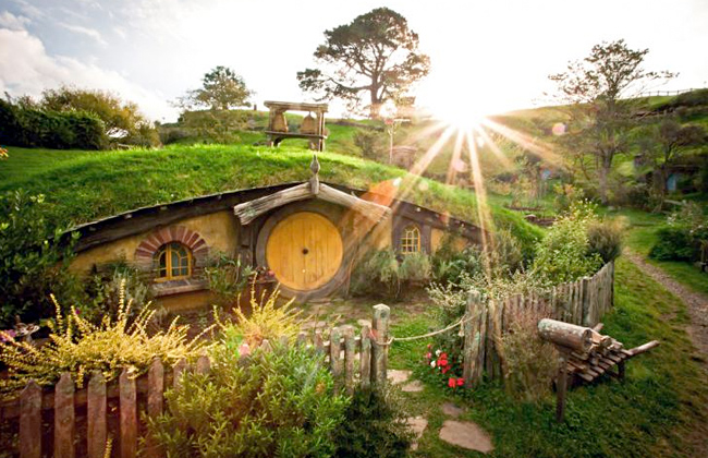 A Hobbit house in Hobbiton.