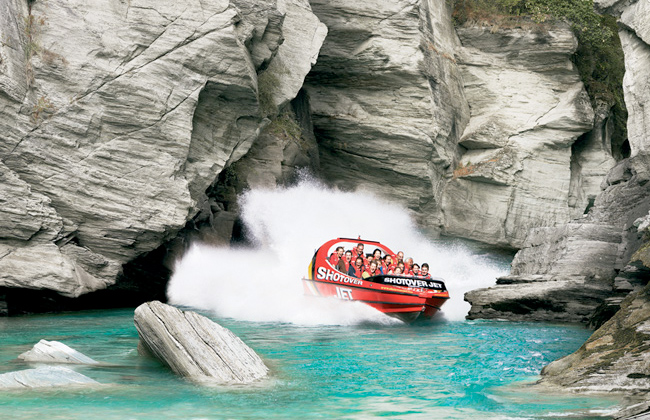 People cruising in a Jet boat.