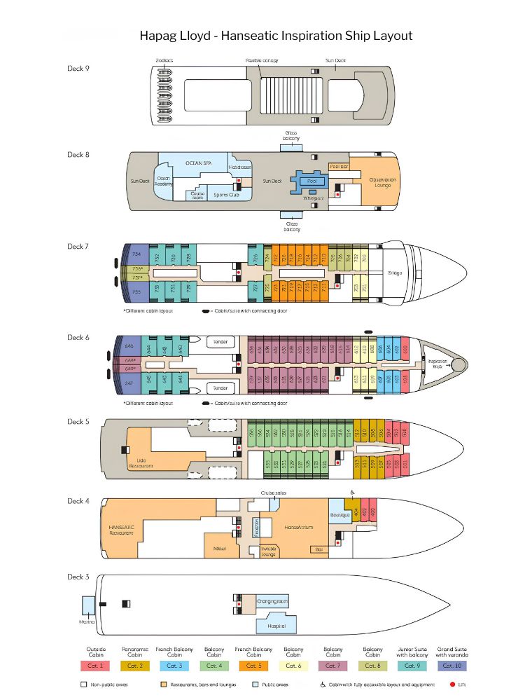 Hapag Lloyd - Hanseatic Inspiration Ship Layout