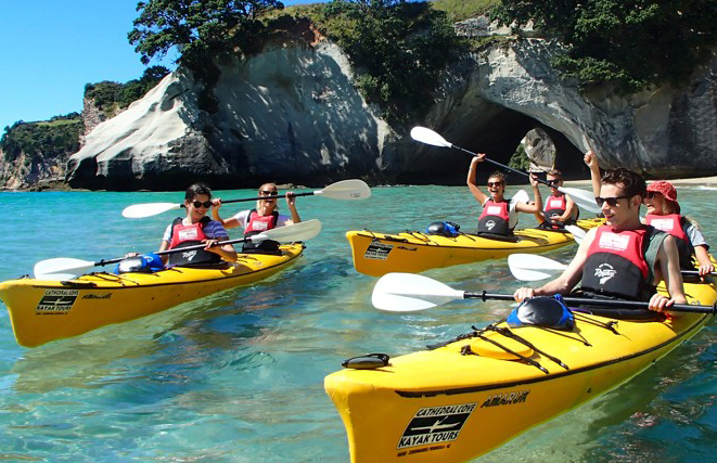Kayaking to Cathedral Cove