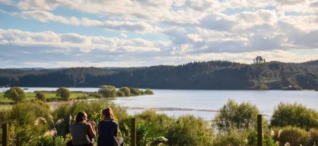 Guests enjoying lake views at Kohutapu Lodge