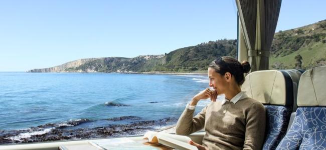 Female passenger on the Coastal Pacific Train