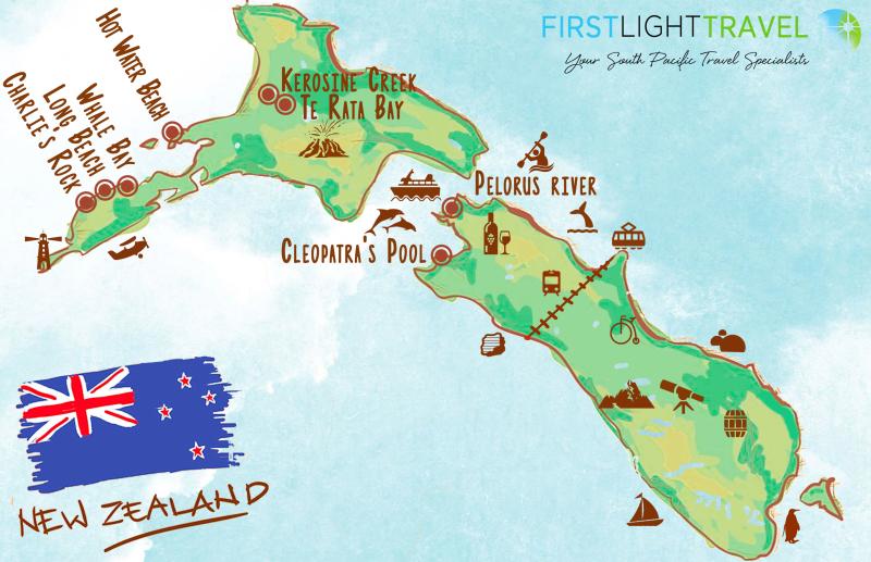 Map of New Zealands best beaches,lakes and rivers