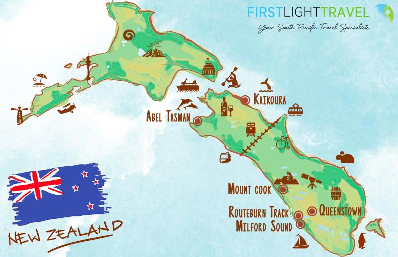 Map of the south islands to tourist ativities