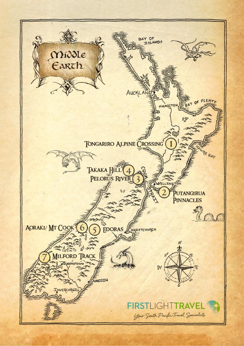 LoTR hiking locations map