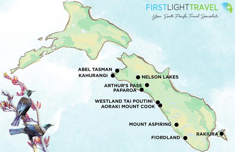 Map of the South Islands National Parks