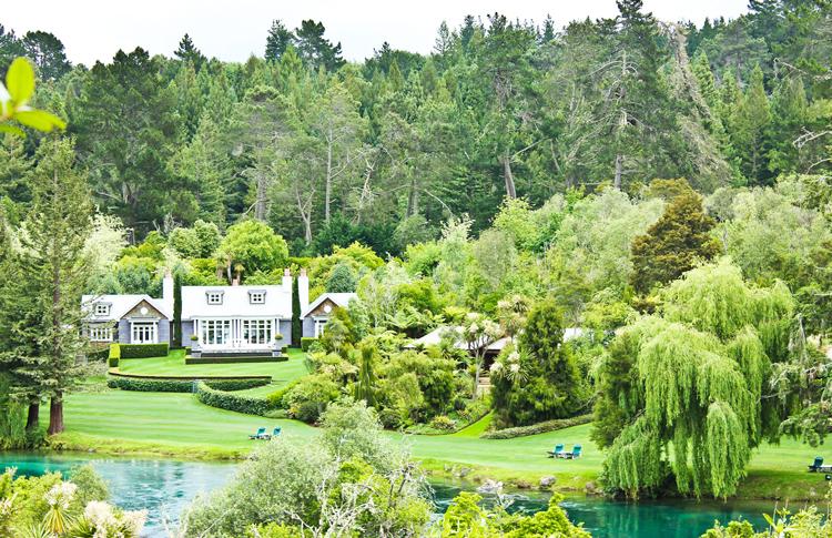 Huka Lodge set on the banks of the Waikato River