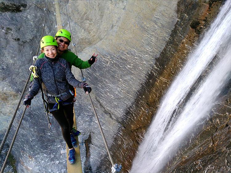 waterfall wire walk at Wanaka