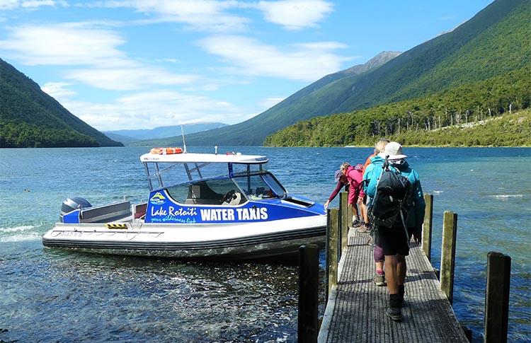 Water Taxi departing the jetty at Lake Rotoiti