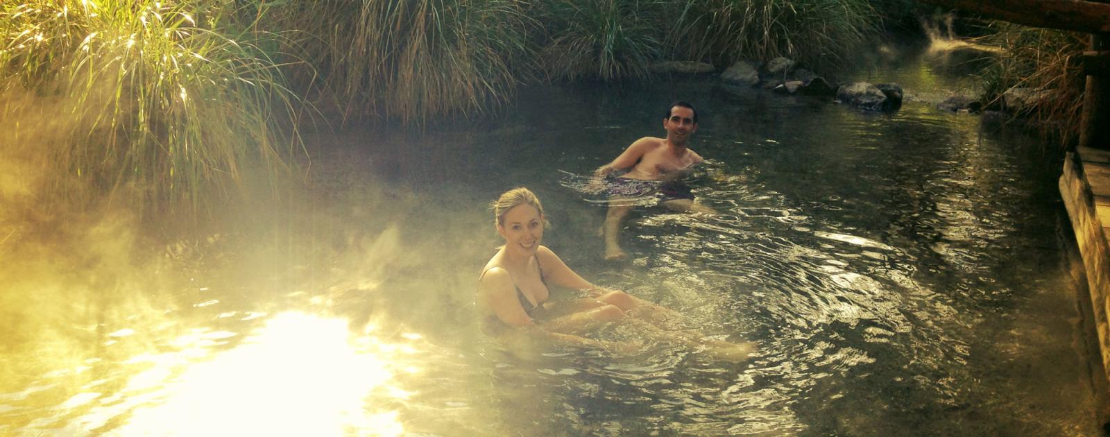 Soaking in natural hot wilderness pools 