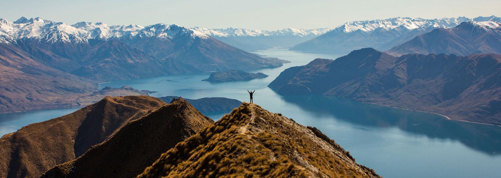 Standing atop of a foothill with a wondrous view of the South Islands Alps.
