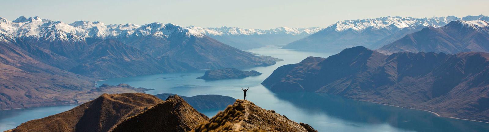 Standing atop of a foothill with a wondrous view of the South Islands Alps.