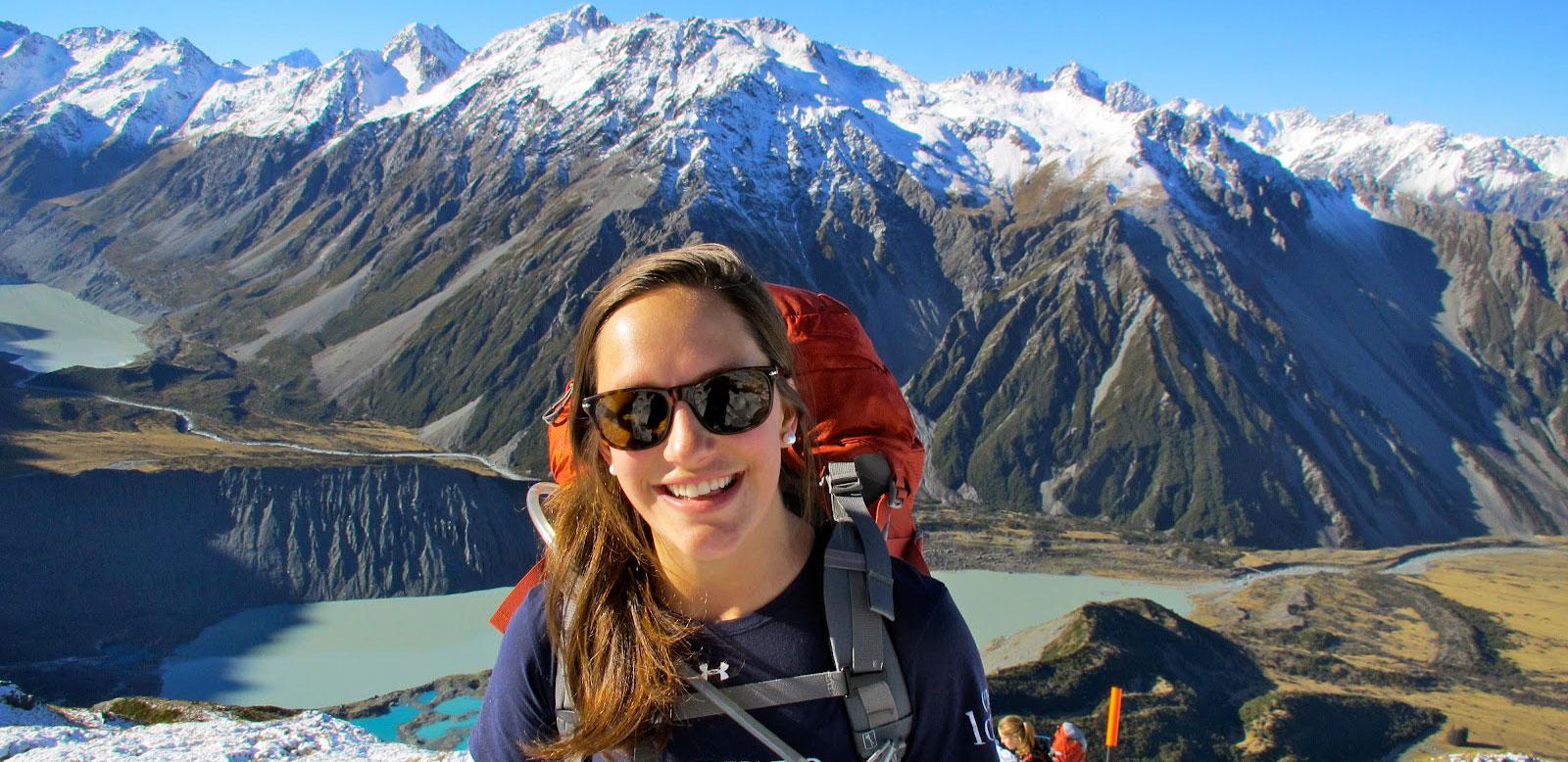 Hiking high in the Southern Alps in Mt Cook National Park.