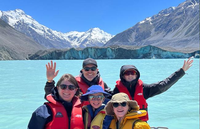 Leen Van den Eynden enjoy the Tasman Glacier Boat Trip