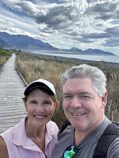 Kathleen & Jack walking along the Kaikoura coastline