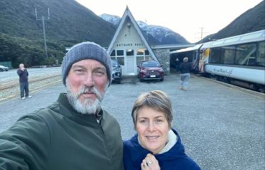A stop at Arthurs Pass on the Tranz Alpine Rail Journey
