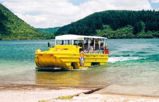 Rotorua amphibious duck tour.