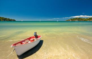 Boat on waiheke island beach