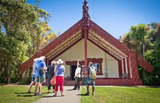 Maori meeting house in Waitangi