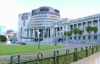 Beehive and Parliament in Wellington