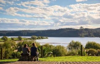 Guests enjoying lake views at Kohutapu Lodge