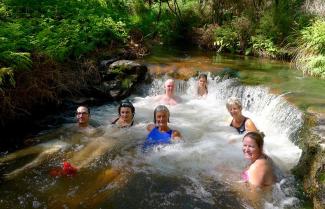 Soaking in a natural hot spring near Lake Taupo
